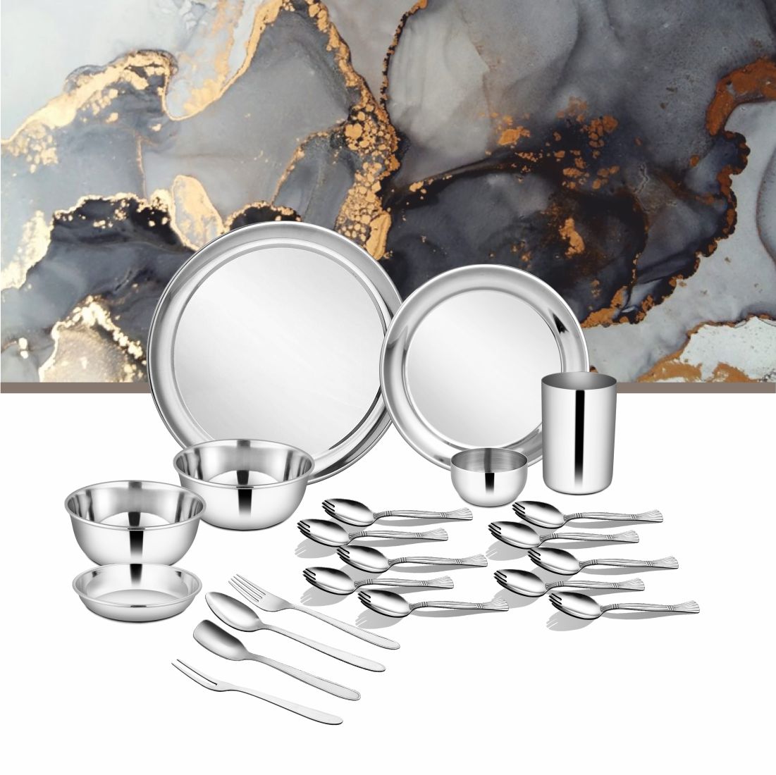 Stainless Steel 21 PCS Dinner Set (1 Person) Shagun