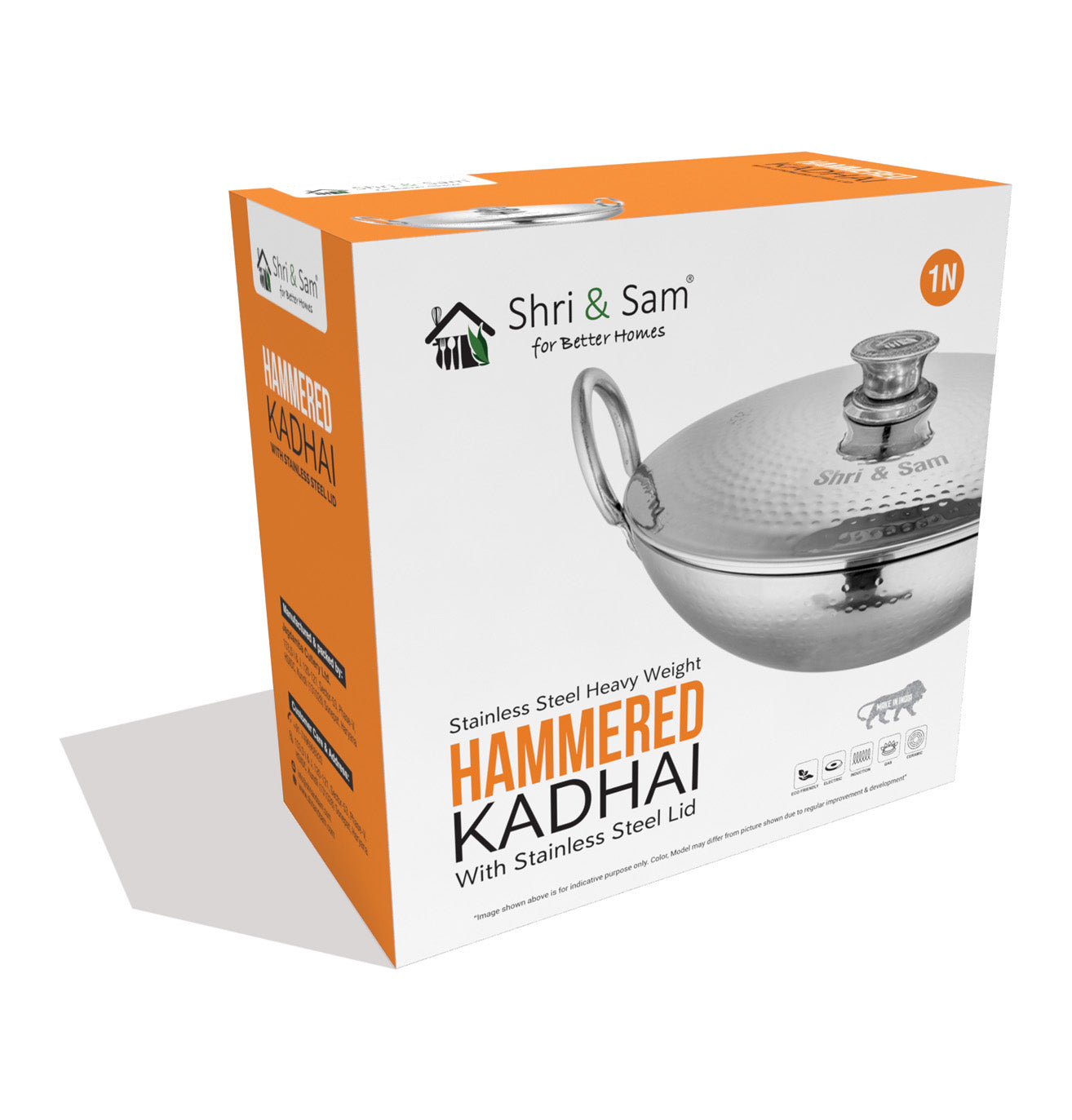 Stainless Steel Heavy Weight Hammered Kadhai with SS Lid