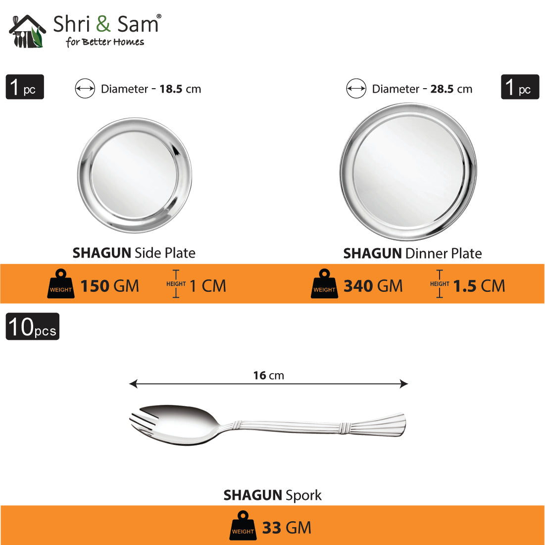 Stainless Steel 21 PCS Dinner Set (1 Person) Shagun